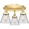 Cone 18" Wide 3 Light Satin Gold Flush Mount With Clear Glass Shade