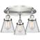 Cone 18" Wide 3 Light Satin Nickel Flush Mount With Clear Glass Shade