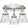 Cone 18" Wide 3 Light Satin Nickel Flush Mount With Seedy Glass Shade