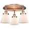 Cone 18"W 3 Light Antique Copper Flush Mount With Matte White Glass Sh