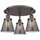 Cone 18"W 3 Light Oil Rubbed Bronze Flush Mount w/ Plated Smoke Glass