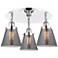 Cone 18"W 3 Light Polished Chrome Flush Mount With Plated Smoke Glass