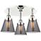 Cone 18"W 3 Light Polished Nickel Flush Mount With Plated Smoke Glass