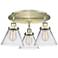 Cone 19.5" Wide 3 Light Antique Brass Flush Mount With Clear Glass Sha
