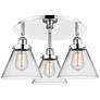 Cone 19.5" Wide 3 Light Polished Chrome Flush Mount With Clear Glass S