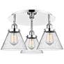 Cone 19.5" Wide 3 Light Polished Chrome Flush Mount With Seedy Glass S
