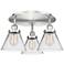 Cone 19.5" Wide 3 Light Satin Nickel Flush Mount With Clear Glass Shad