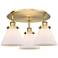 Cone 19.5"W 3 Light Brushed Brass Flush Mount With Matte White Glass S