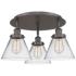 Cone 19.5"W 3 Light Oil Rubbed Bronze Flush Mount With Clear Glass Sha