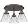 Cone 19.5"W 3 Light Oil Rubbed Bronze Flush Mount With Clear Glass Sha
