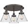 Cone 19.5"W 3 Light Oil Rubbed Bronze Flush Mount With Seedy Glass Sha