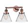 Cone 2 Light 18" LED Bath Light - Antique Copper - Clear Shade