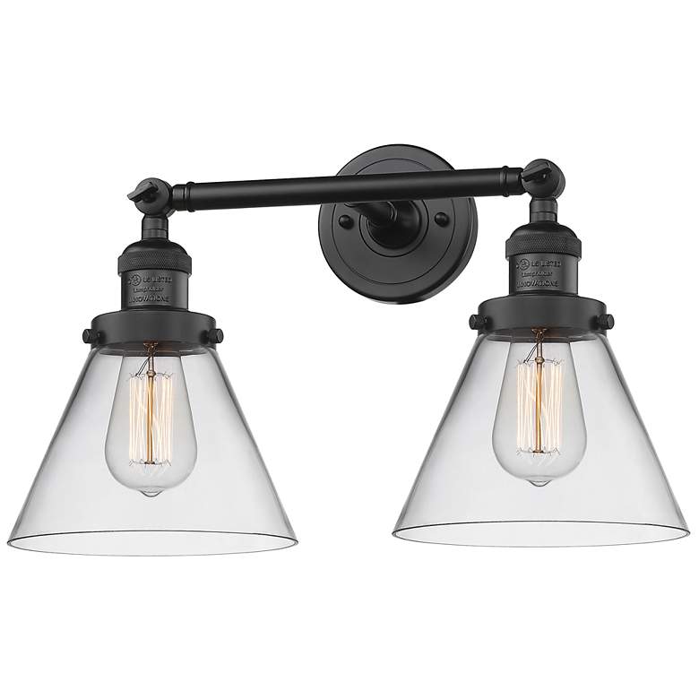 Image 1 Cone 2 Light 18" LED Bath Light - Matte Black - Clear Shade