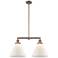 Cone 21" Wide 2 Light Copper Island Light w/ Matte White Shade