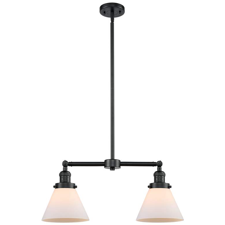 Image 1 Cone 21" Wide 2 Light Oil Rubbed Bronze Island Light w/ Matte White Sh