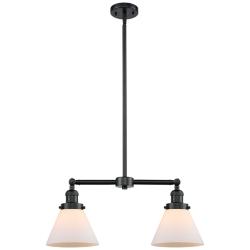 Cone 21" Wide 2 Light Oil Rubbed Bronze Island Light w/ Matte White Sh