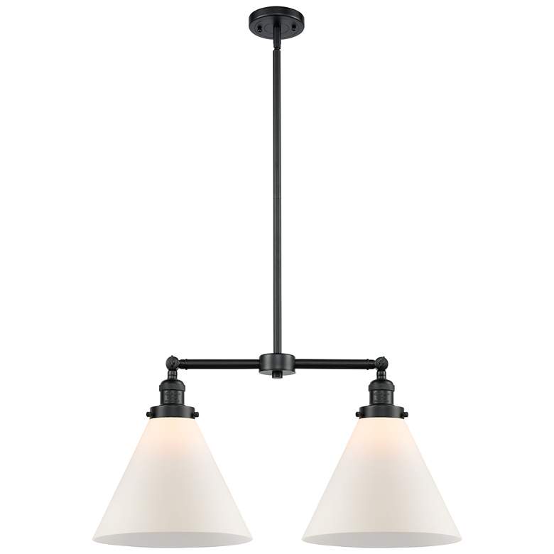 Image 1 Cone 21" Wide 2 Light Oil Rubbed Bronze Island Light w/ Matte White Sh