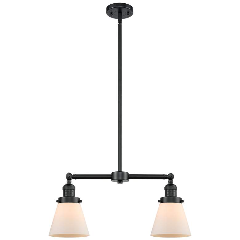 Image 1 Cone 21" Wide 2 Light Oil Rubbed Bronze Island Light w/ Matte White Sh