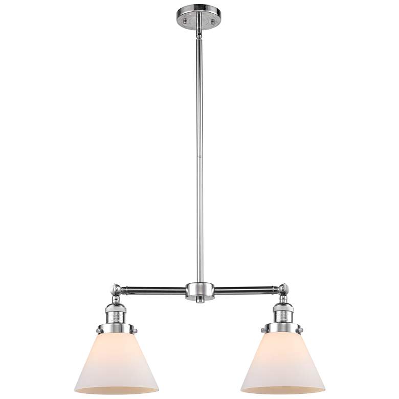 Image 1 Cone 21" Wide 2 Light Polished Chrome Island Light w/ Matte White Shad
