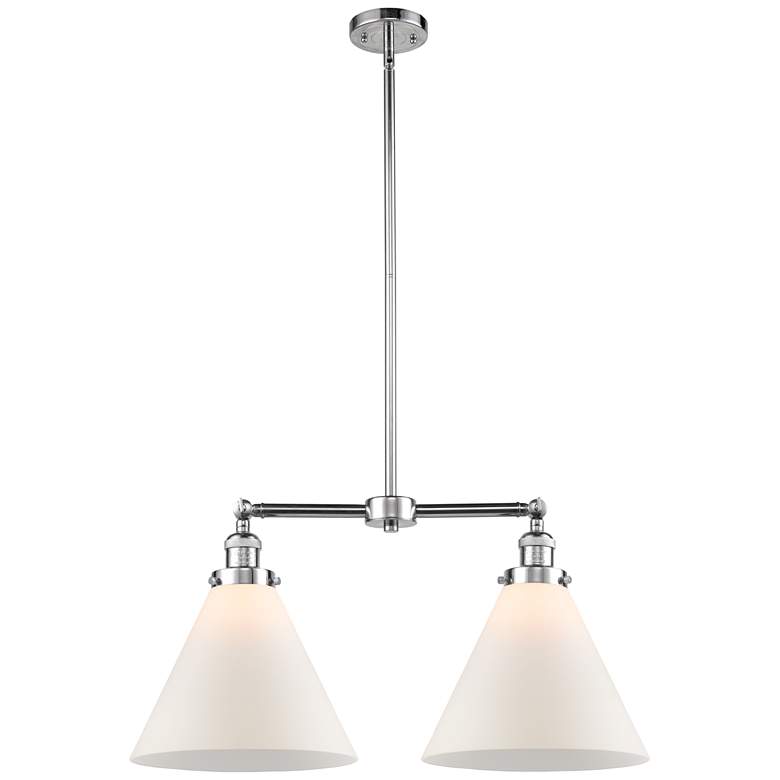Image 1 Cone 21" Wide 2 Light Polished Chrome Island Light w/ Matte White Shad