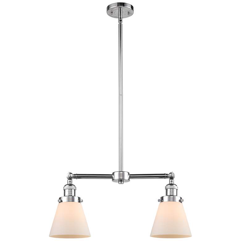 Image 1 Cone 21" Wide 2 Light Polished Chrome Island Light w/ Matte White Shad