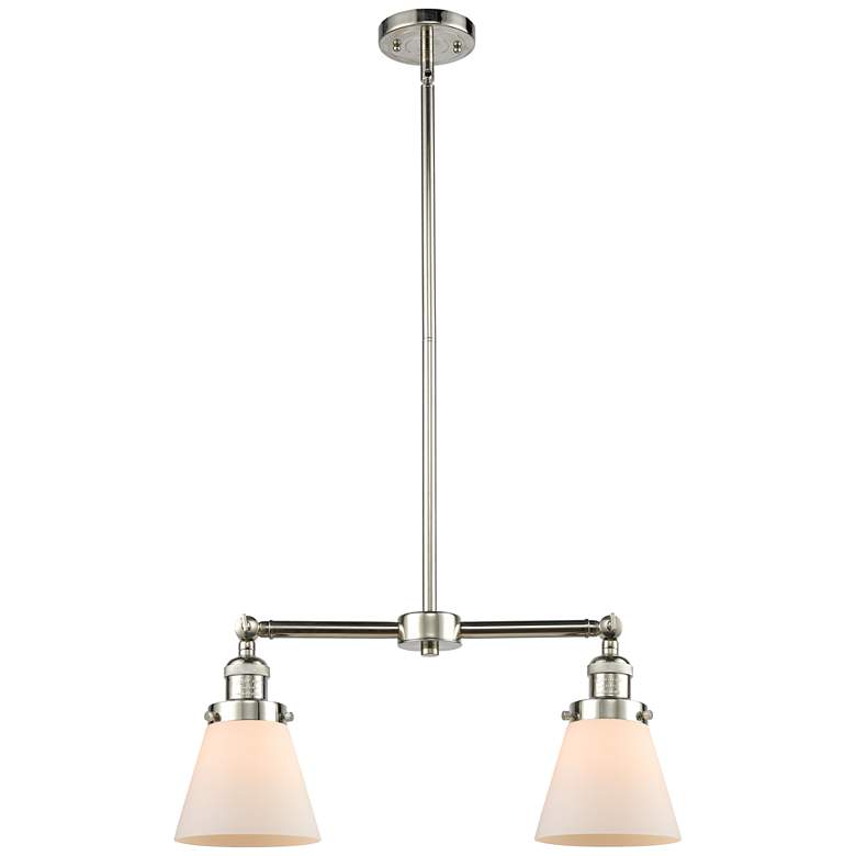Image 1 Cone 21" Wide 2 Light Polished Nickel Island Light w/ Matte White Shad