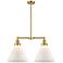 Cone 21" Wide 2 Light Satin Gold Island Light w/ Matte White Shade