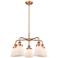 Cone 24.25"W 5 Light Antique Copper Stem Hung Chandelier w/ White Shad
