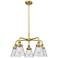 Cone 24.25"W 5 Light Brushed Brass Stem Hung Chandelier w/ Clear Shade