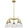 Cone 24.25"W 5 Light Brushed Brass Stem Hung Chandelier w/ Seedy Shade