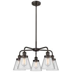 Cone 24.25&quot;W 5 Light Oil Rubbed Bronze Stem Hung Chandelier w/ Clear S
