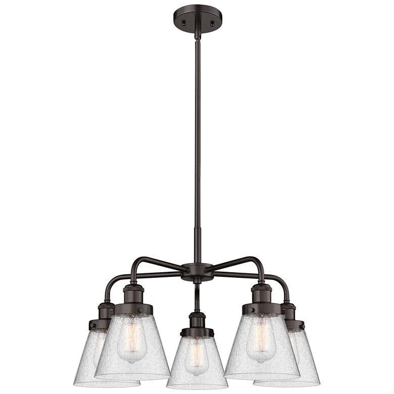 Image 1 Cone 24.25"W 5 Light Oil Rubbed Bronze Stem Hung Chandelier w/ Seedy S