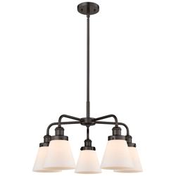 Cone 24.25&quot;W 5 Light Oil Rubbed Bronze Stem Hung Chandelier w/ White S