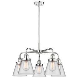 Cone 24.25&quot;W 5 Light Polished Chrome Stem Hung Chandelier w/ Clear Sha