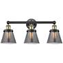 1_Cone 24 1/2"W Black Antique Brass 3-Light Vanity Bath Light