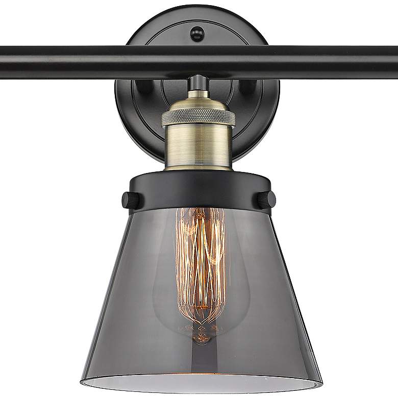 Image 2 Cone 24 1/2"W Black Antique Brass 3-Light Vanity Bath Light more views