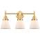 Cone 24 1/4"W Satin Gold White Glass 3-Light LED Bath Light