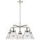 Cone 25.75"W 5 Light Polished Nickel Stem Hung Chandelier w/ Seedy Sha