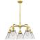 Cone 25.75"W 5 Light Satin Gold Stem Hung Chandelier With Clear Glass 