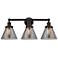 Cone 25 3/4" Wide Bronze 3-Light Bath Light w/ Smoke Glass