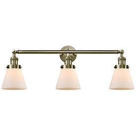 Image1 of Cone 3 Light 30" Bath Light - Antique Brass - Matte White Shade