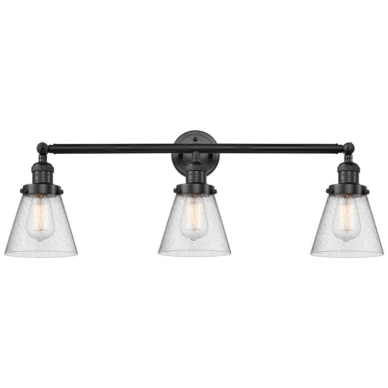 Image 1 Cone 3 Light 30" Bath Light - Matte Black - Seedy Shade