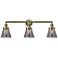 Cone 3 Light 30" LED Bath Light - Antique Brass - Plated Smoke Shade