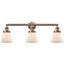 Cone 3 Light 30" LED Bath Light - Antique Copper - Matte White Shade