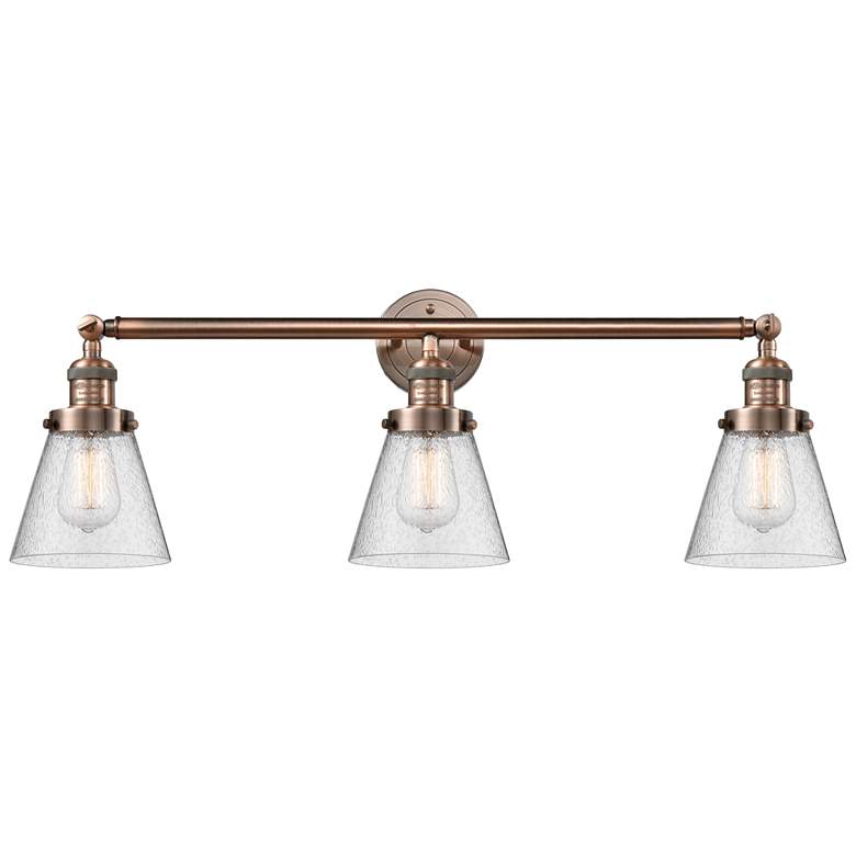 Image 1 Cone 3 Light 30" LED Bath Light - Antique Copper - Seedy Shade