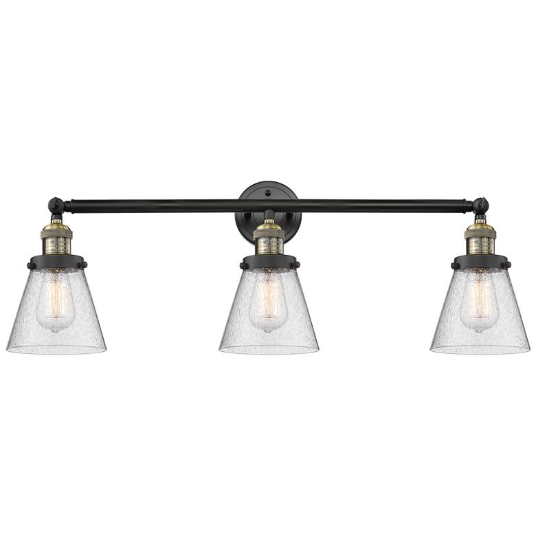 Image 1 Cone 3 Light 30" LED Bath Light - Black Antique Brass - Seedy Shade