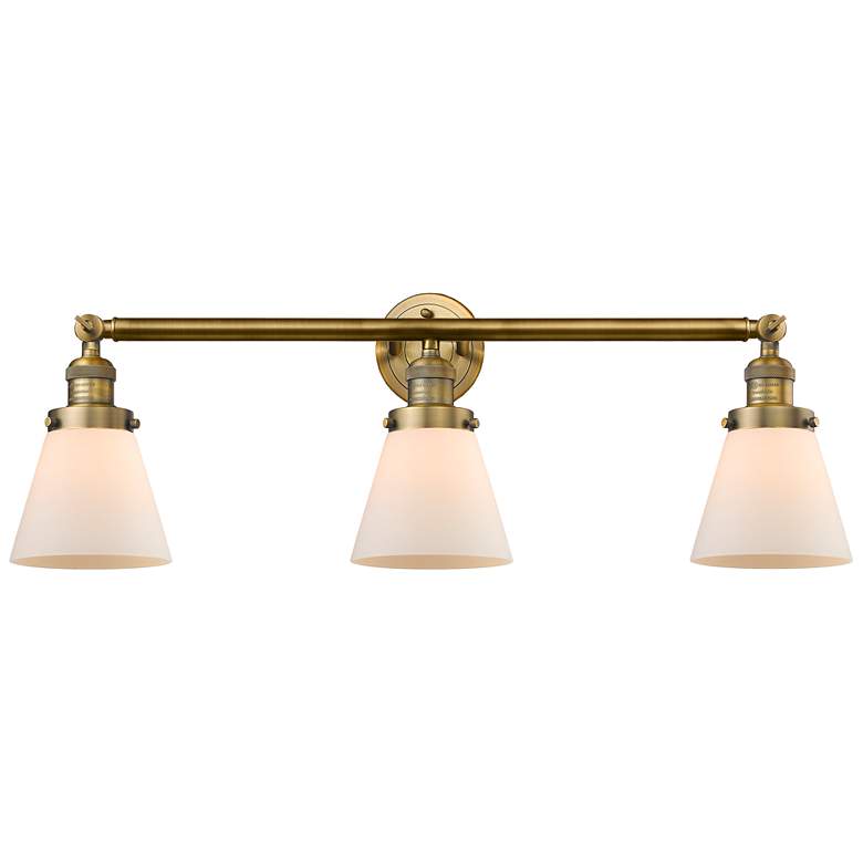 Image 1 Cone 3 Light 30" LED Bath Light - Brushed Brass - Matte White Shade