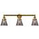 Cone 3 Light 30" LED Bath Light - Brushed Brass - Plated Smoke Shade