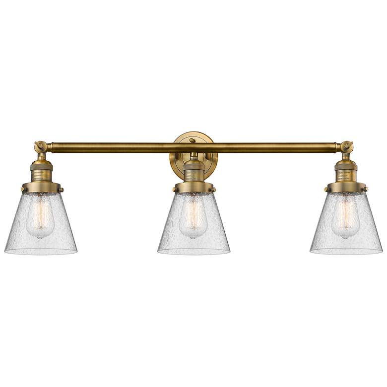 Image 1 Cone 3 Light 30" LED Bath Light - Brushed Brass - Seedy Shade