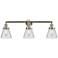 Cone 3 Light 30" LED Bath Light - Brushed Satin Nickel - Clear Shade